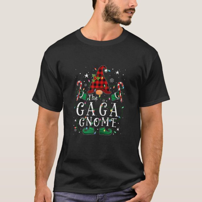Camiseta Womens Gaga Gnome Buffalo Plaid Matching Family Ch (Frente)