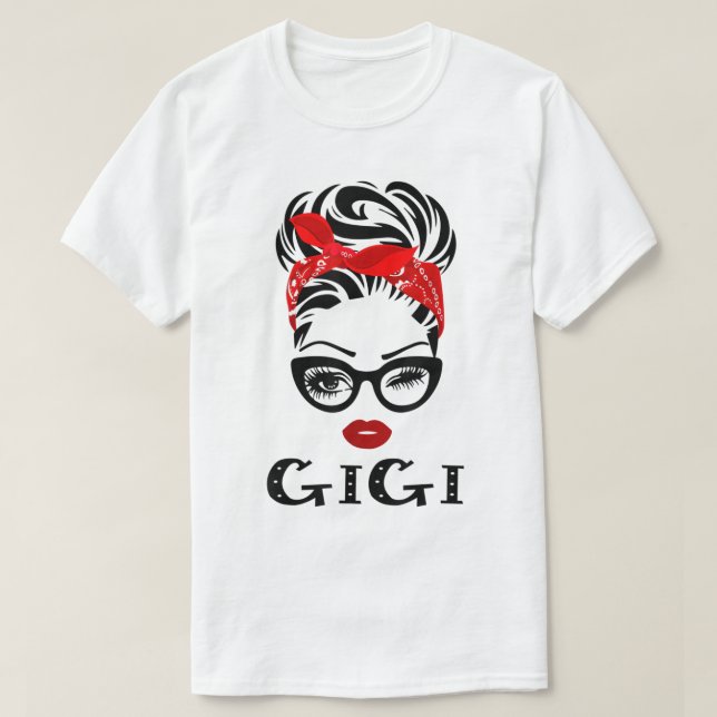 Camiseta Womens GIGI Wink Eye Woman Face Gift for GIGI Gran (Frente do Design)