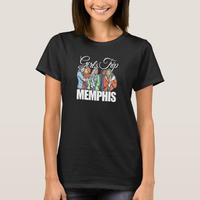 Camiseta Womens Girls Trip Memphis  Melanin Bestie & Best F (Frente)