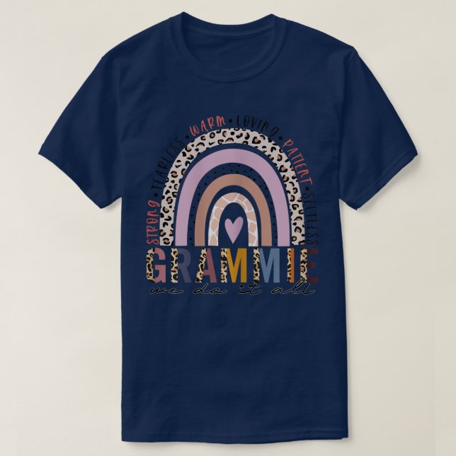 Camiseta Womens Grammie Saying Leopard Rainbow, Blessed Gra (Frente do Design)