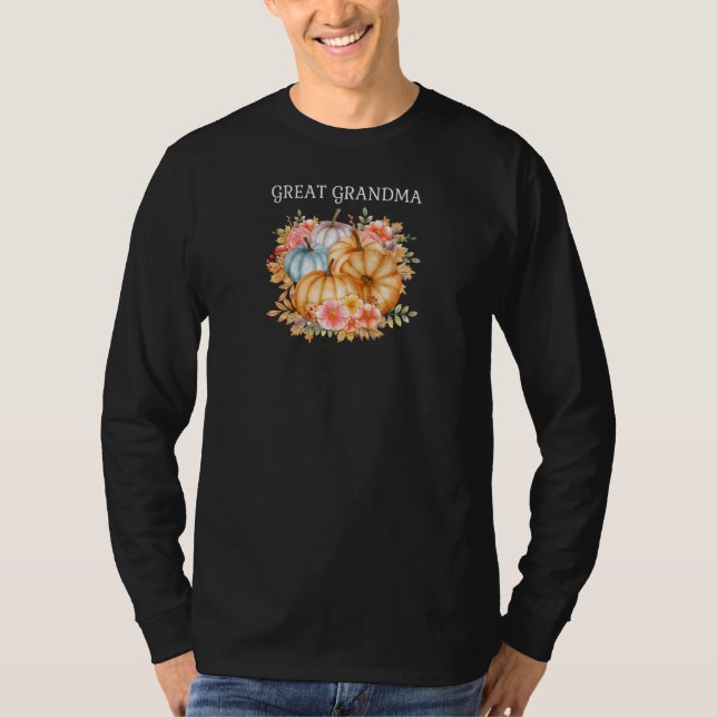 Camiseta Womens Great Grandma Colorful Pumpkins Fall Autumn (Frente)