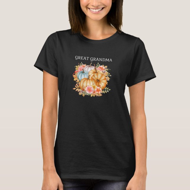 Camiseta Womens Great Grandma Colorful Pumpkins Fall Autumn (Frente)