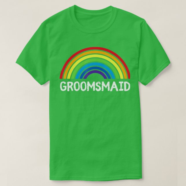 Camiseta Womens Groomsmaid Casamento Cerimônia LGBT Gay Bac (Frente do Design)