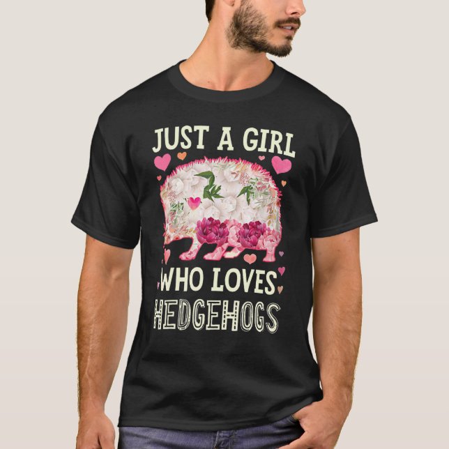 Camiseta Womens Hedgehog Just a Girl Who Loves Hedgehog  He (Frente)