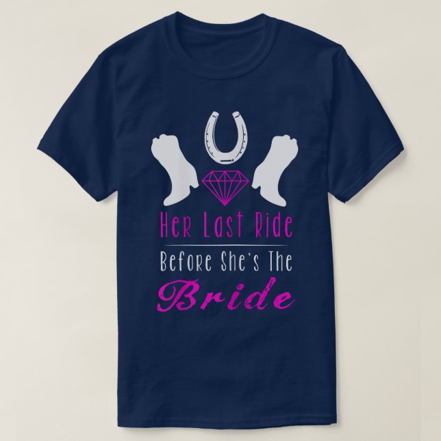 Camiseta Womens Her Last Ride Bride  Bachelorette Party Cou (Frente do Design)