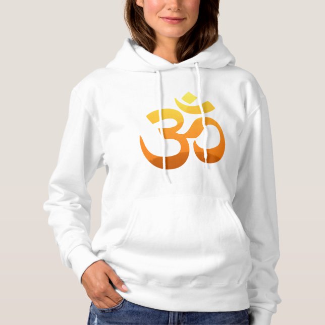 Camiseta Womens Hoodies Símbolo de Yoga Om Mantra Dupla (Frente)