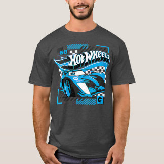 Camiseta Womens Hot Wheels Blue Geométrico Race Car VNeck