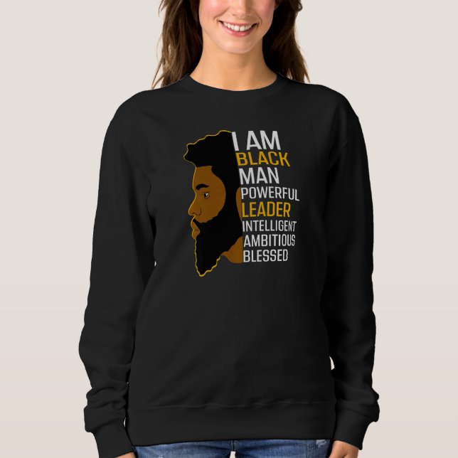 Camiseta Womens I Am Black Man Powerful Leader Black King A (Frente)