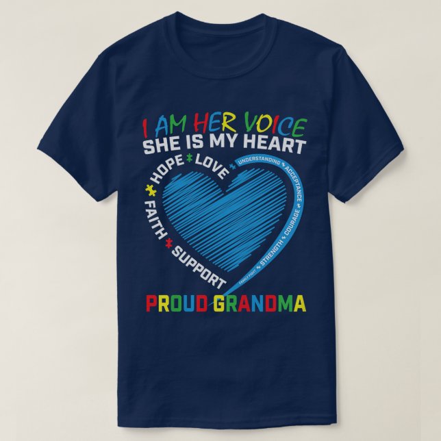 Camiseta Womens I Am Her Voice Autism Awareness Granddaught (Frente do Design)