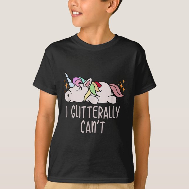 Camiseta Womens I Glitterally Can't Unicorn  (Frente)