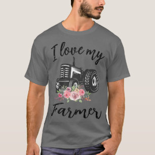 Camiseta Womens I Love My Farmer Funny Farmer Wife Women Tr