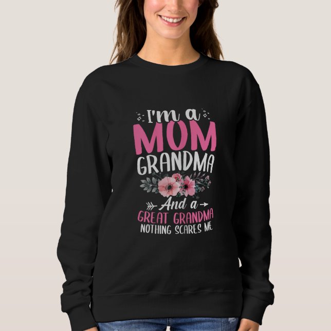 Camiseta Womens I m A Mom Grandma Great Nothing Scares Me M (Frente)
