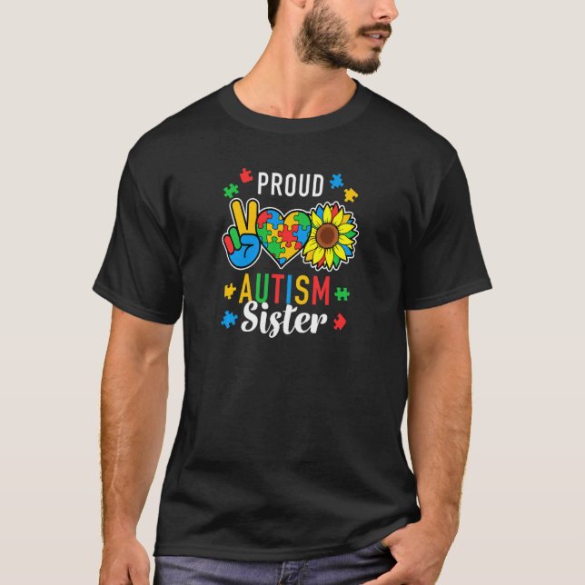 Camiseta Womens I'm A Proud Autism Sister Autism Awareness  (Frente)