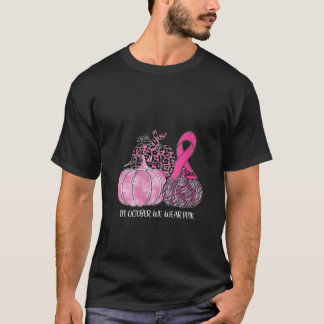 Camiseta Womens In October We Wear Pink Ribbon Pumpkin Brea