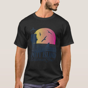 Camiseta Womens Jaws Amity Island Saúda Você Sunset VNeck