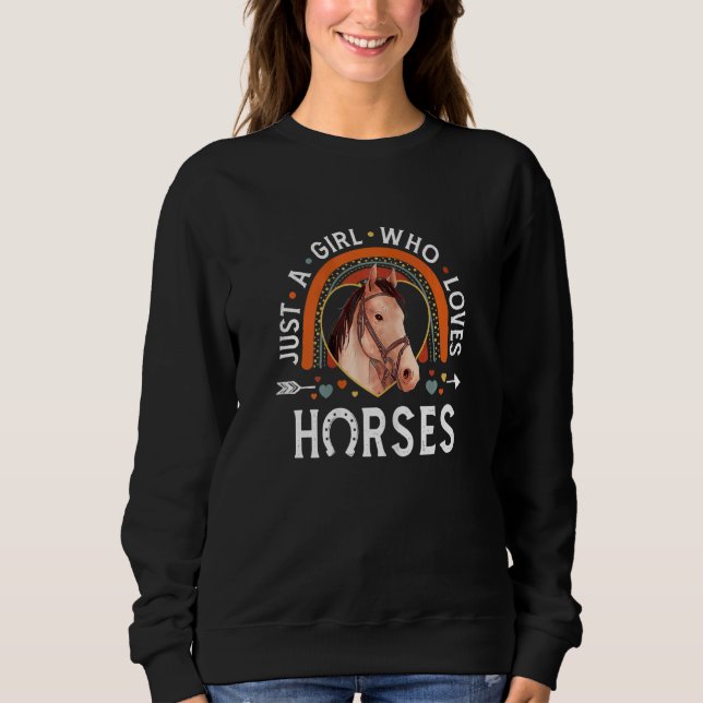 Camiseta Womens Just A Girl Who Loves Horses Rainbow Appare (Frente)