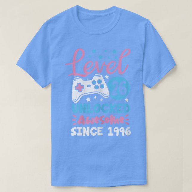 Camiseta Womens Level 26 Unlocked Awesome 1996 26th Birthda (Frente do Design)