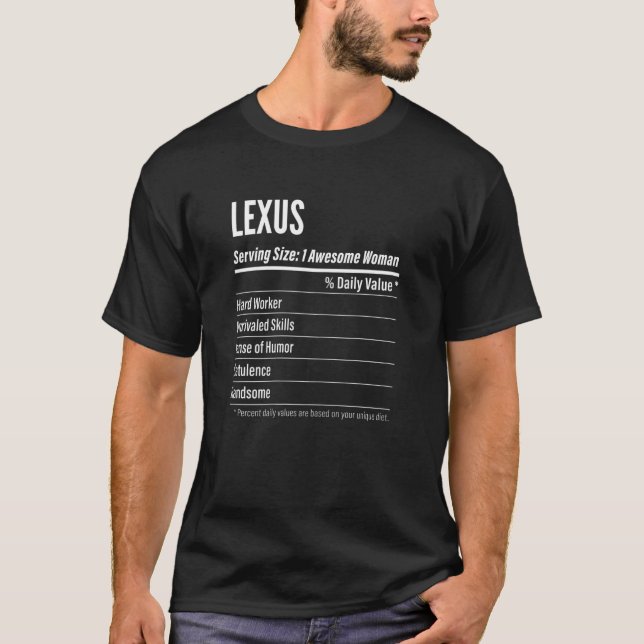 Camiseta Womens Lexus  Nutritional Facts Serving Size Calor (Frente)