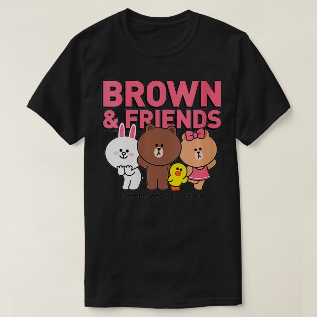 Camiseta Womens Line Friends Brown & Friends Cast VNeck (Frente do Design)