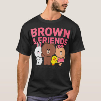 Camiseta Womens Line Friends Brown & Friends Cast VNeck