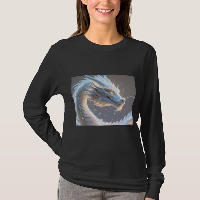 Camiseta women's long sleeved white dragon shirt (Frente)