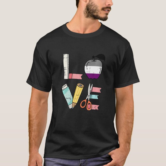 Camiseta Womens Love LGBT Q Teacher Asexual Gay Pride Birom (Frente)