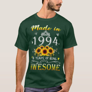 Camiseta Womens Made In 1994 Sunflower 28th Bday 28 Years O