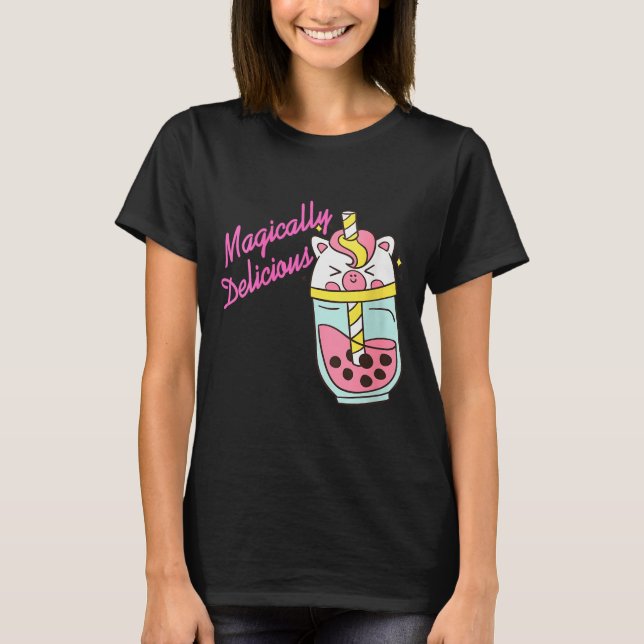 Camiseta Womens Magically Delicious Unicorn Boba Kawaii Bub (Frente)