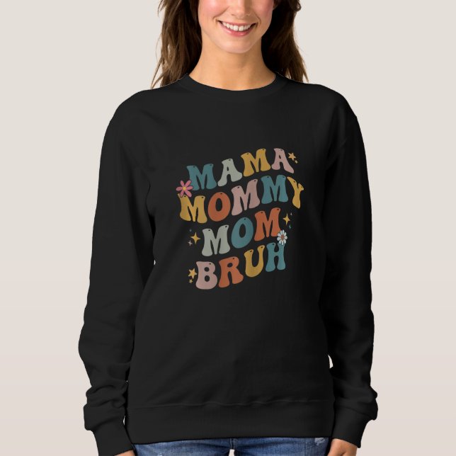 Camiseta Womens Mama Mommy Mom Bruh Funny Retro Groovy Moth (Frente)