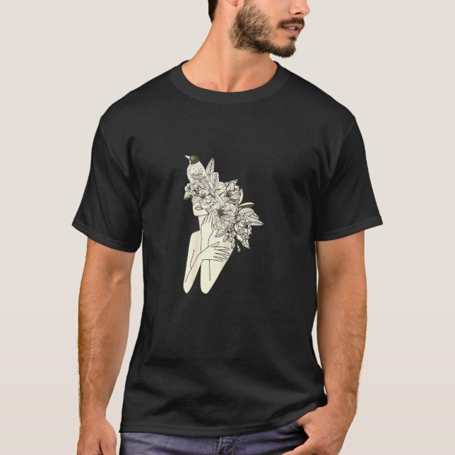 Camiseta Womens Mandala with Yoga Tattoo Henna Flower of Li (Frente)