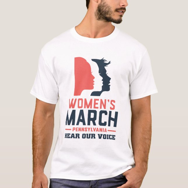 Camiseta Women's March Pensilvânia Ouça nossa voz (Frente)