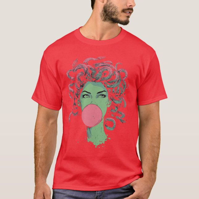 Camiseta Womens Medusa Bubblegum Mythological Snake Hair Go (Frente)