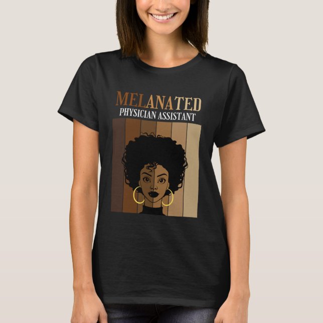 Camiseta Womens Melanated Physician Assistant Black Afro Pr (Frente)