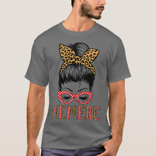 Camiseta Womens Memere Face Messy Bun Cute Grandma Mothers