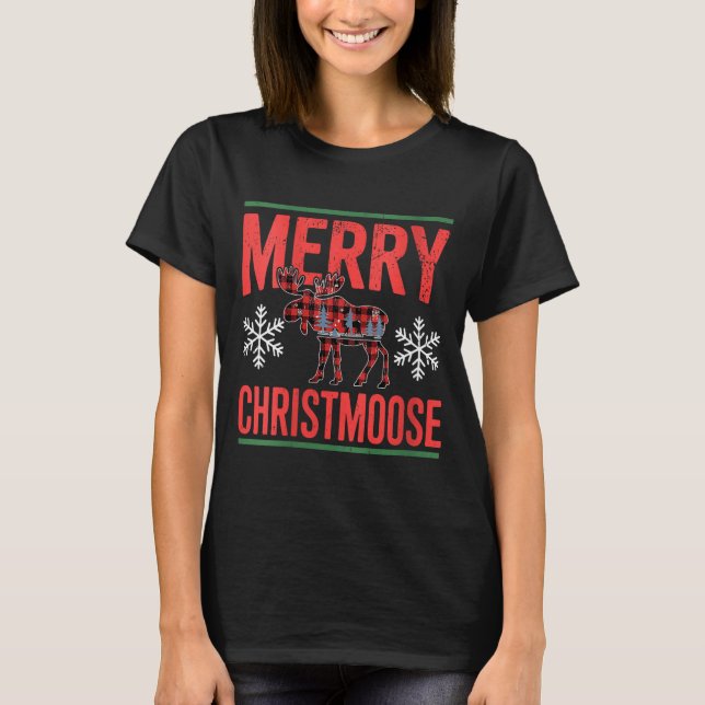 Camiseta Womens Merry Christmoose Holiday Moose Ugly Sweate (Frente)