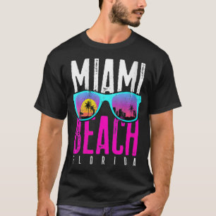 Camiseta Womens Miami Beach Florida Sunset Retro Souvenir