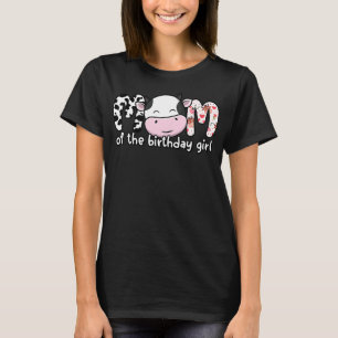 Camiseta Womens Mom Of The Birthday Cow Girl Farm Family