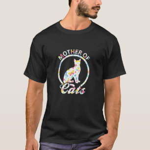 Camiseta Womens Mother Of Cats With Colorful Floral Art For