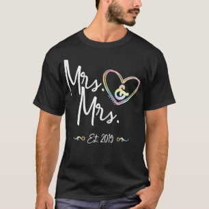 Camiseta Womens Mrs  Mrs Est 2019  LGBTQ Marriage Wedding 