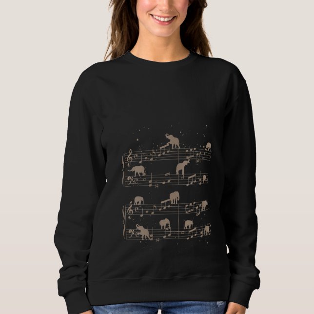 Camiseta Womens Music Notes Elephant (Frente)