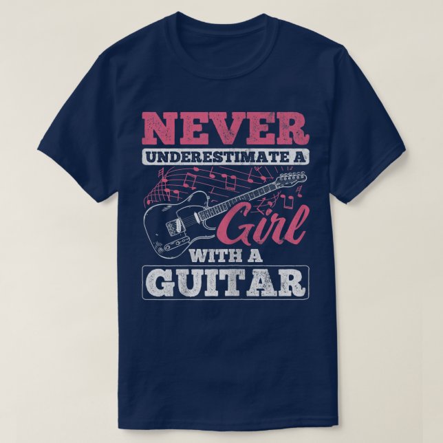Camiseta Womens Musician Band Player Guitarist Girl With Gu (Frente do Design)