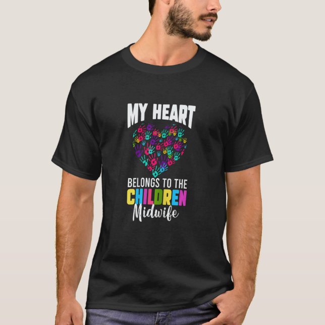 Camiseta Womens My Heart Belongs To The Children Midwifery  (Frente)