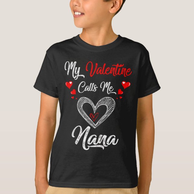 Camiseta Womens My Valentine Calls Me Nana Shirt Valentines (Frente)
