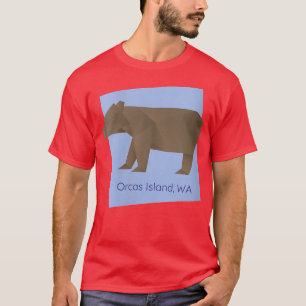Camiseta Womens Orcas Ilha Brown Origami Bear Abstrato Ge