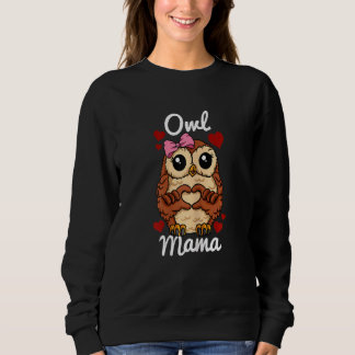 Camiseta Womens Owl Mama Finger Heart Owl Animal com Ribbo