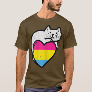 Camiseta Womens Panseual Heart Cat Pocket Pan Pride Flag LG