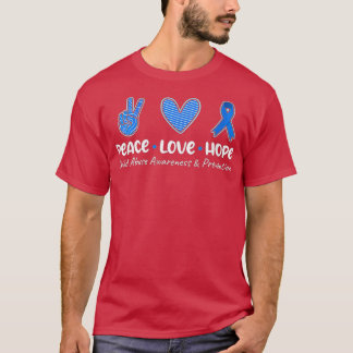 Camiseta Womens Peace Love Hope Child Abuse Awareness Preve