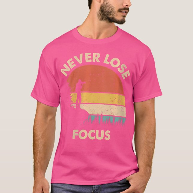Camiseta Womens Photographer Camera Never Lose Focus Photog (Frente)