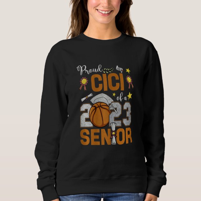 Camiseta Womens Proud Cici Of A 2023 Senior Basketball Grad (Frente)