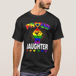 Camiseta Womens Proud Daughter Rainbow   Lgbt Gay Pride Mon